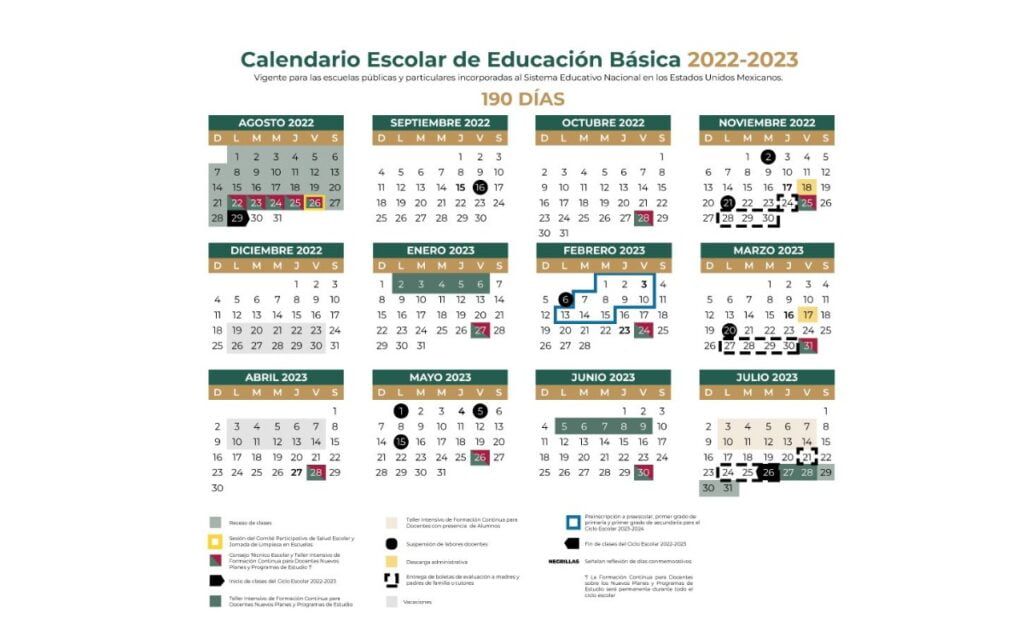 Calendario Escolar de Educación Básica
